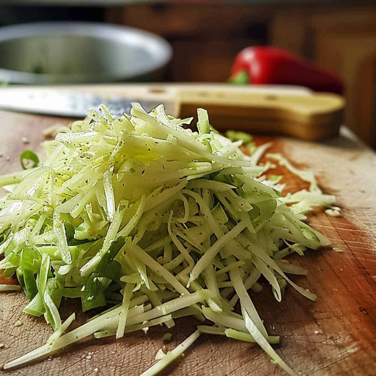 Pile ofshredded green papaya 