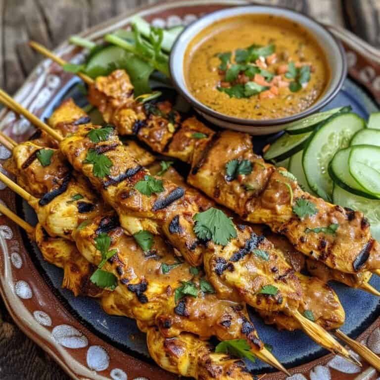 Plate Thai Chicken Satay(Gai Satay) with penut sauce