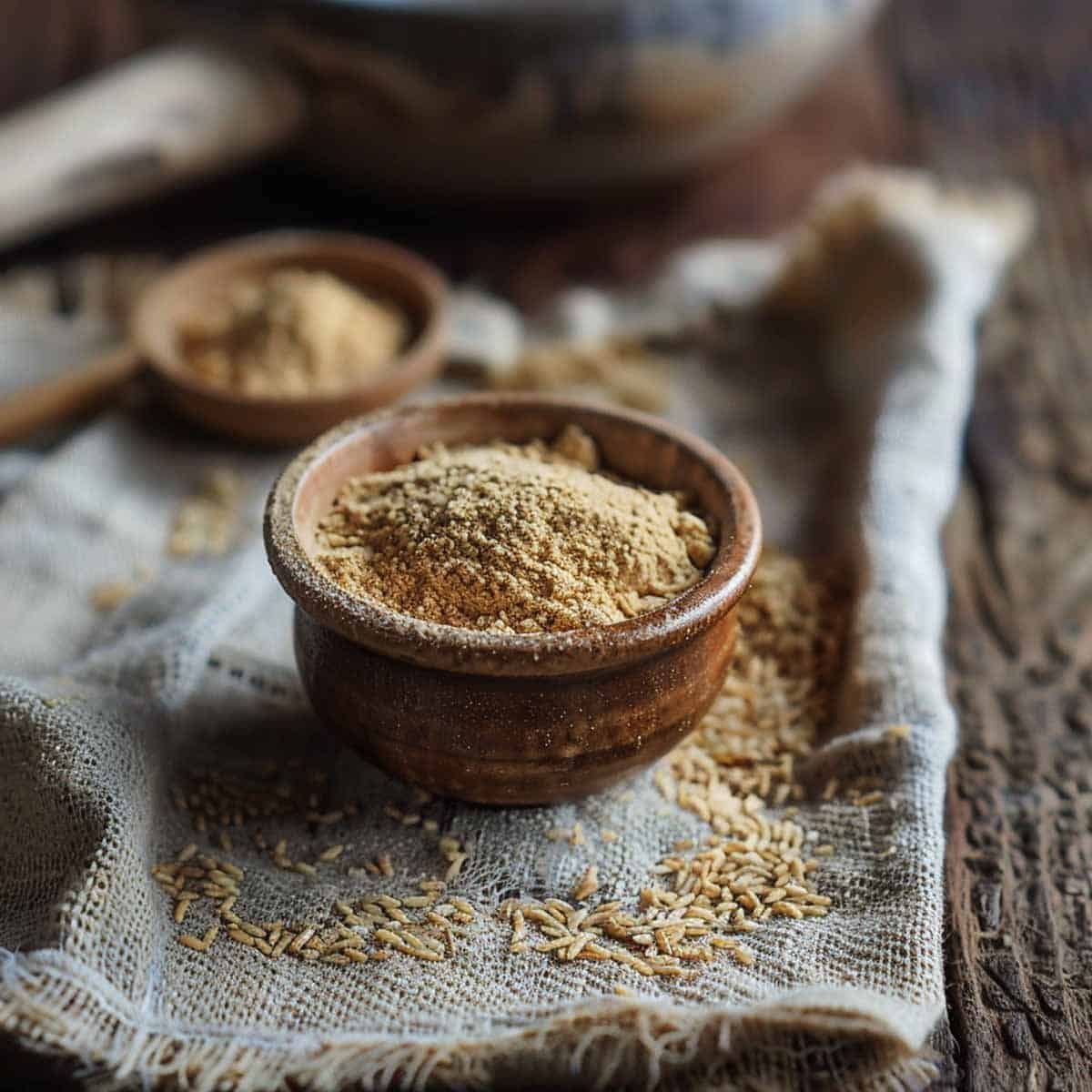 Bowl of Khao Khua (roasted rice powder)