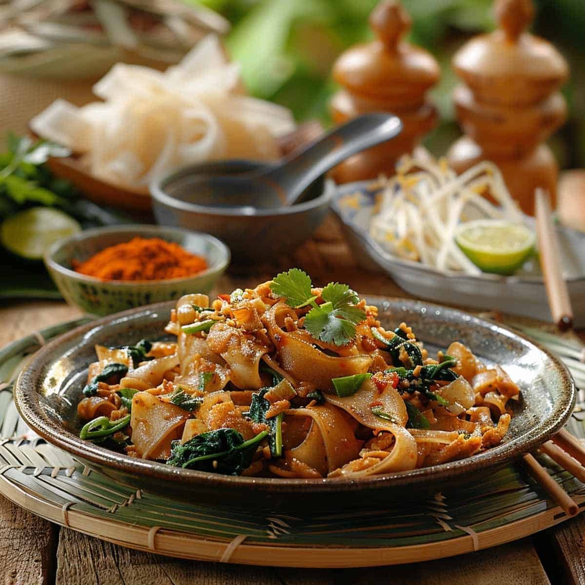 Plate of Pad See Ew (Thai Stir-Fried Noodles).
