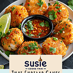 Thai Shrimp Cakes on plate with Sweet Chili sauce