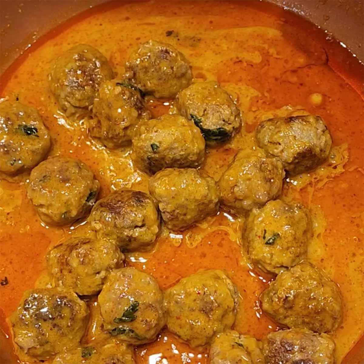 Meatballs in pan with sauce 