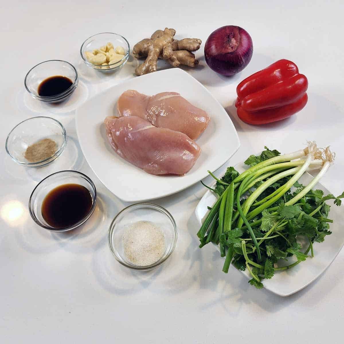 Ingredients for Thai Ginger chicken