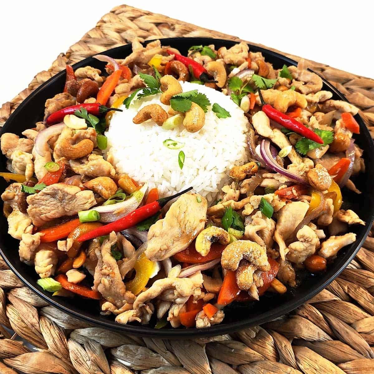 Plate of Thai Chicken and Cashews