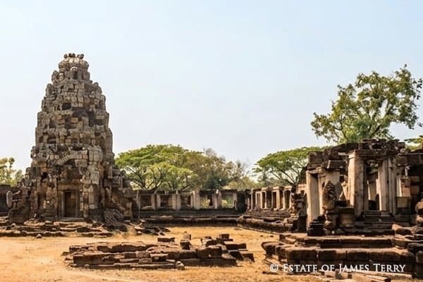 Thailand vintage photos of Phimai Historical Park ancient temple ruins, Nakhon Ratchasima circa 1970