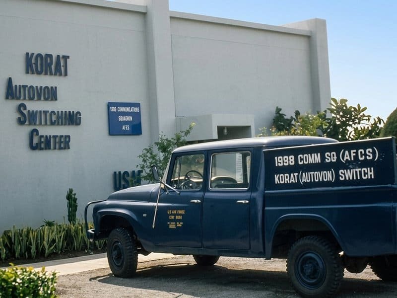 Korat Royal Thai Air Force Base welcome sign and control tower, home of 388th Tactical Fighter Wing Thailand